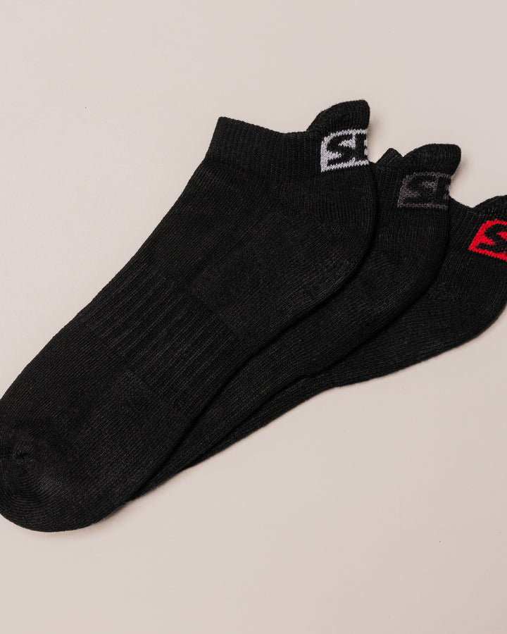 Black Trainer Socks 3 Pack