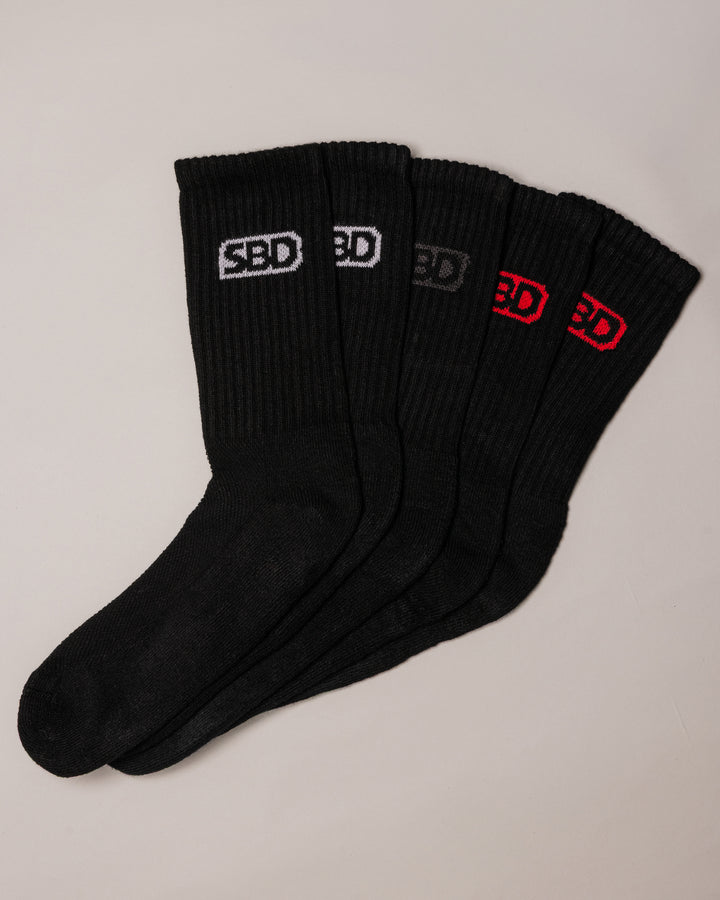 Black Crew Socks 5 Pack