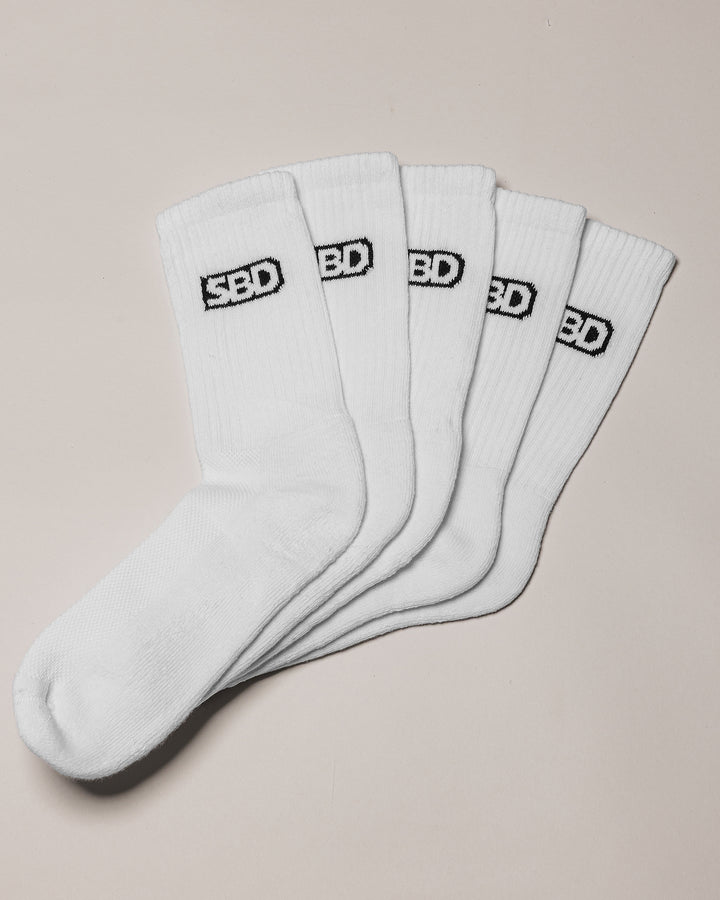 White Crew Socks 5 Pack